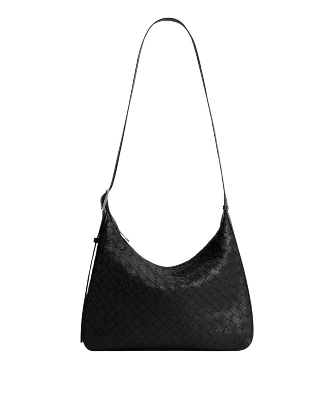 BOTTEGA VENETA Черная кожаная сумка на плечо, фото 1