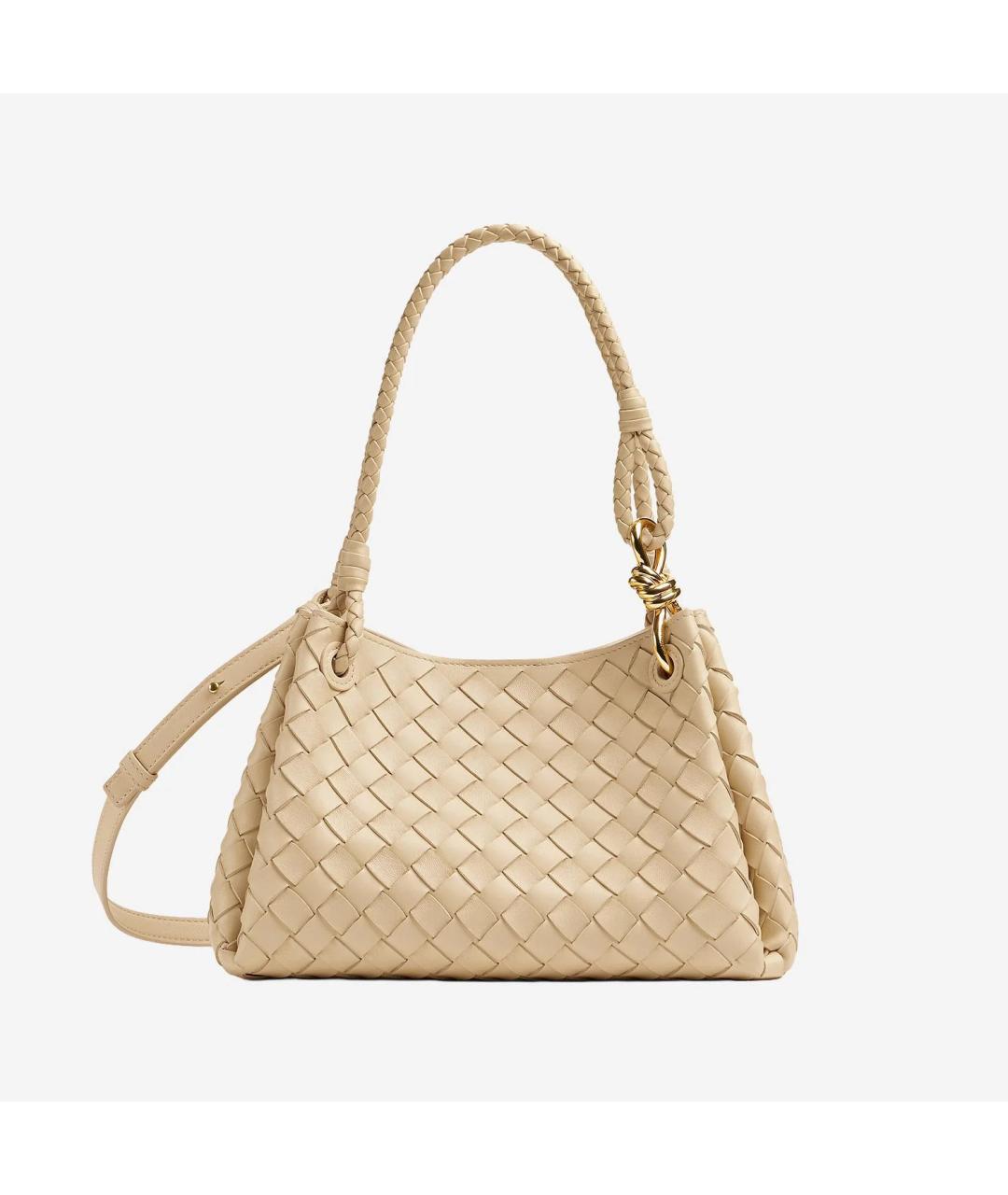 BOTTEGA VENETA Бежевая кожаная сумка через плечо, фото 4