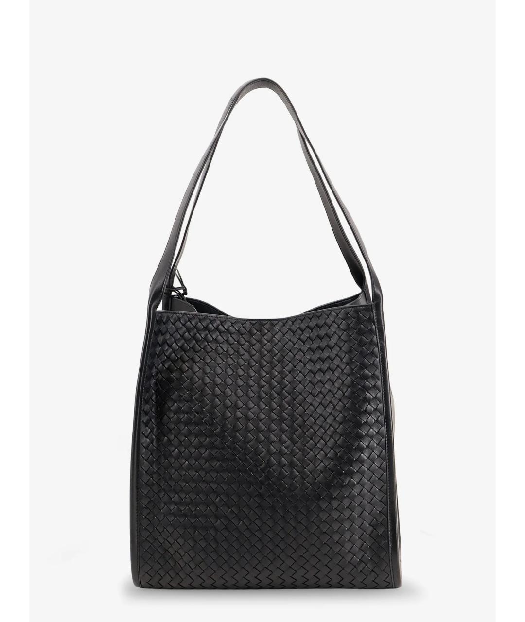 BOTTEGA VENETA Черная кожаная сумка тоут, фото 2