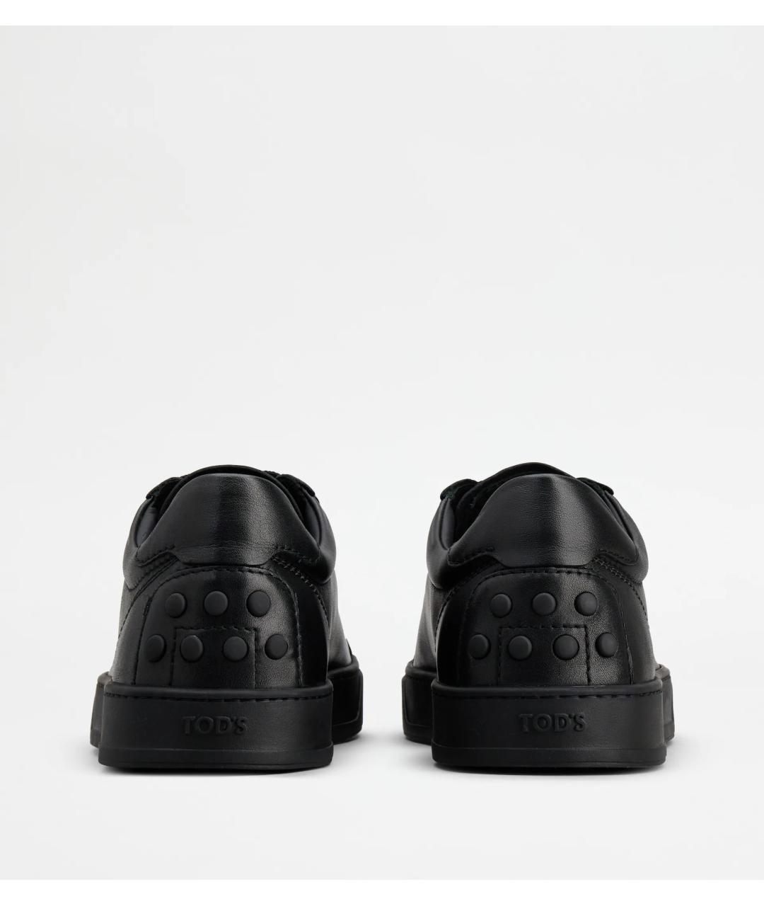 TOD'S Черные кожаные низкие кроссовки / кеды, фото 3