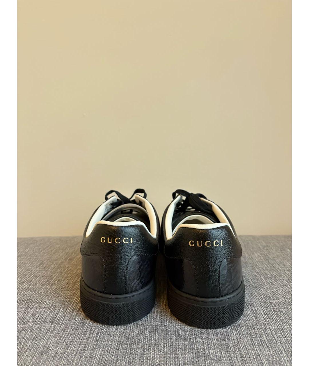 GUCCI Черные низкие кроссовки / кеды из лакированной кожи, фото 4