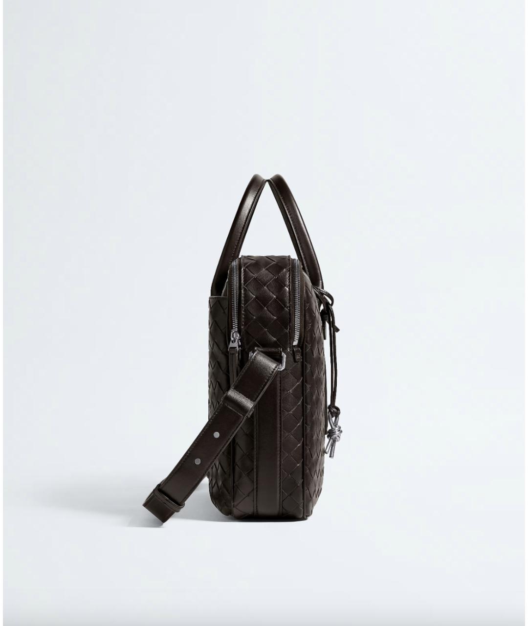 BOTTEGA VENETA Коричневый кожаный портфель, фото 3