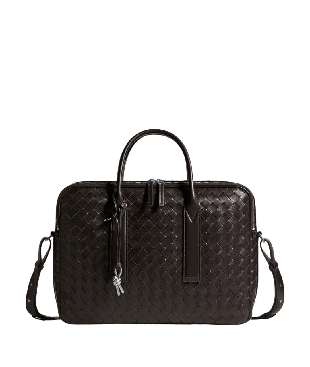 BOTTEGA VENETA Коричневый кожаный портфель, фото 1