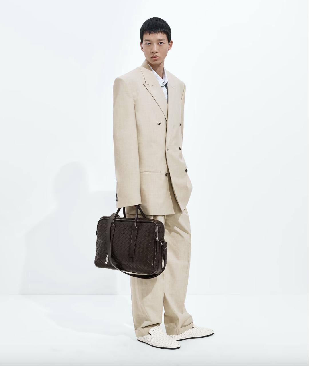 BOTTEGA VENETA Коричневый кожаный портфель, фото 2