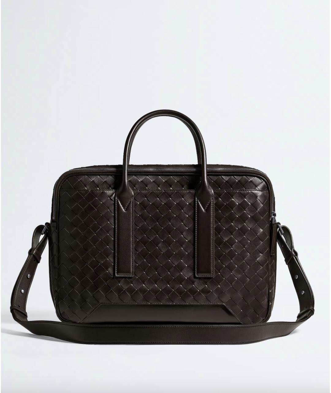 BOTTEGA VENETA Коричневый кожаный портфель, фото 4