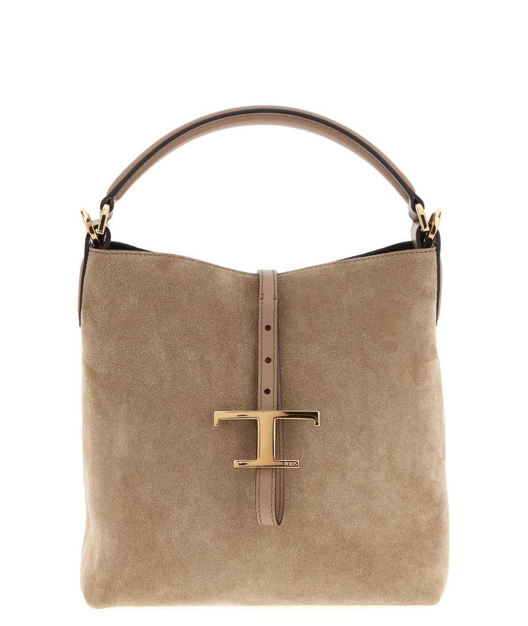 TOD'S Коричневая замшевая сумка с короткими ручками, фото 1