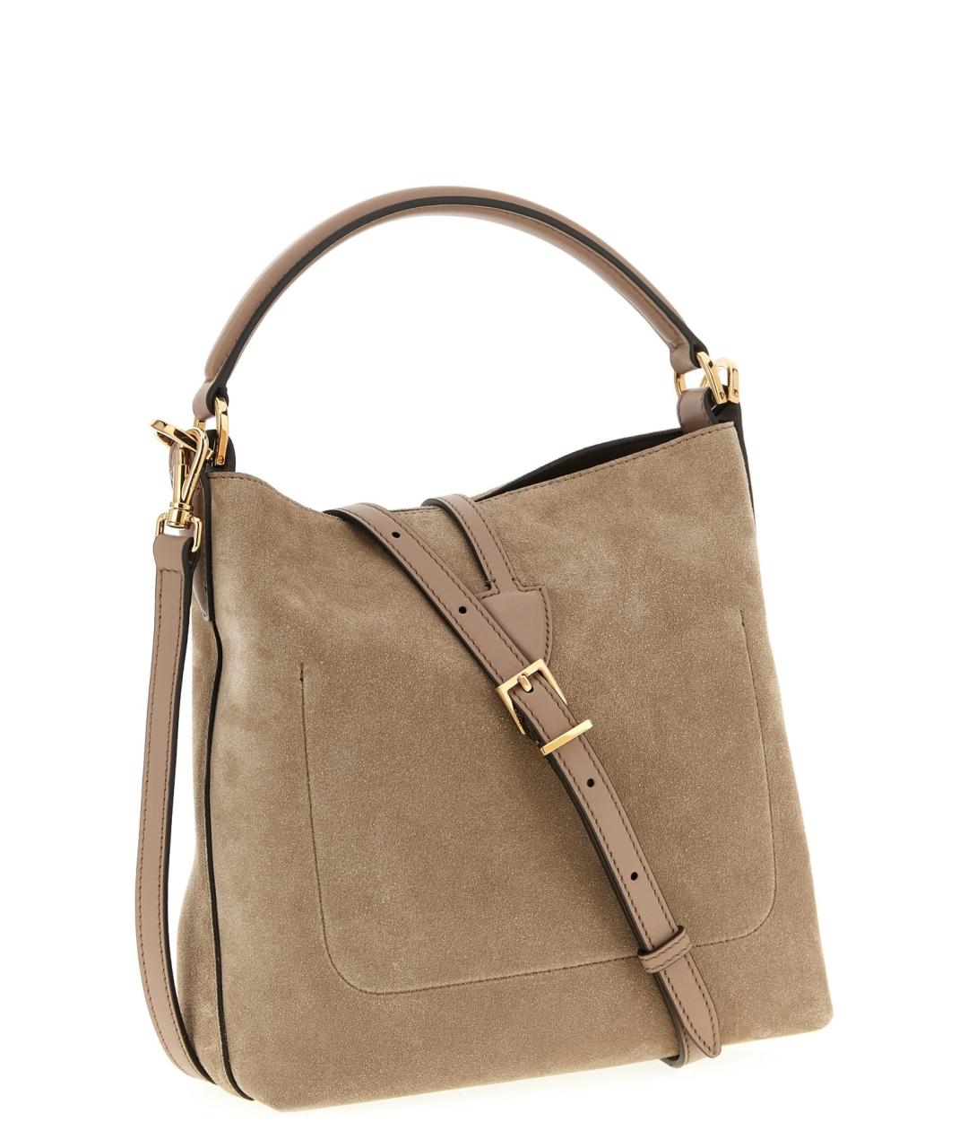 TOD'S Коричневая замшевая сумка с короткими ручками, фото 3