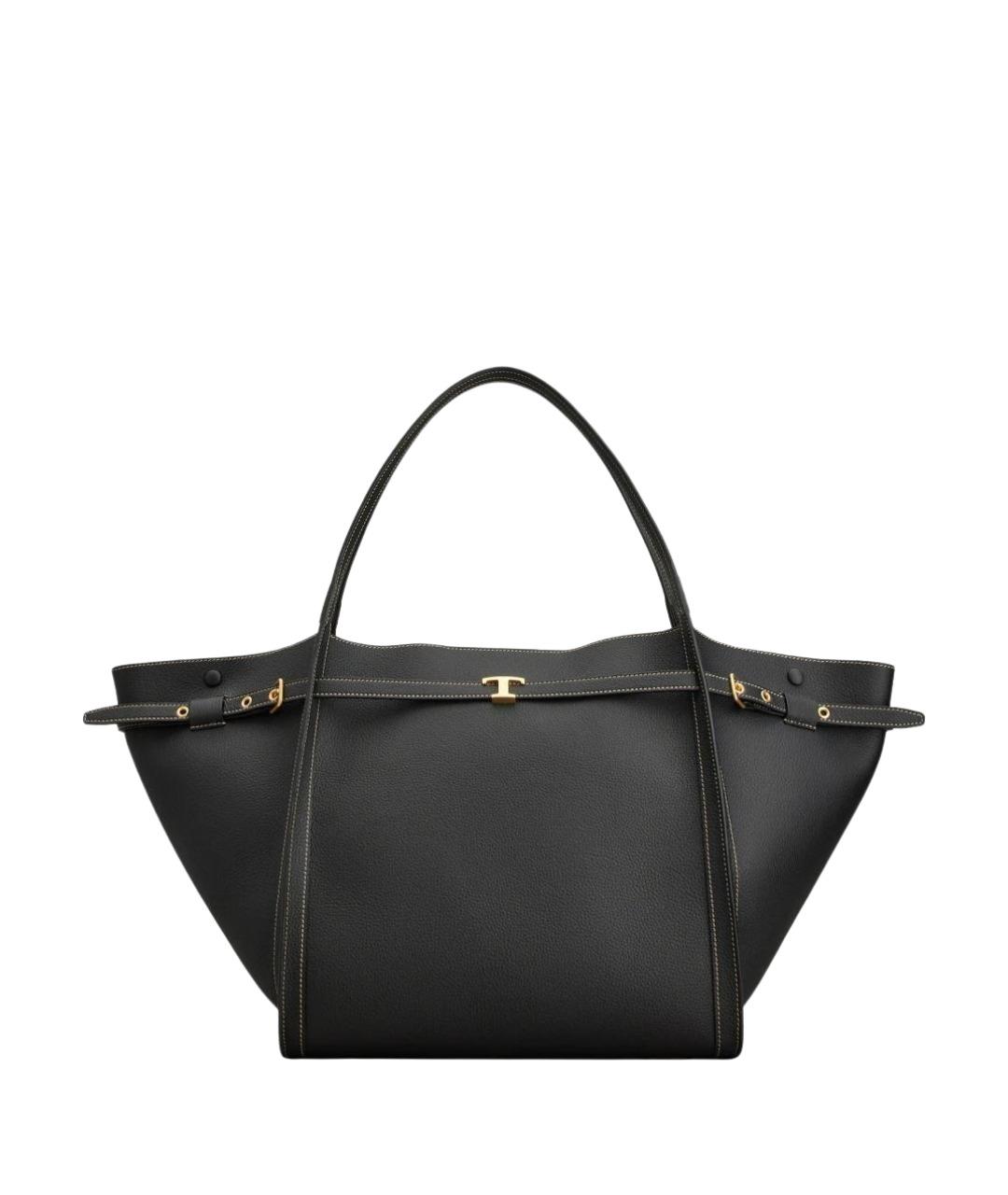 TOD'S Черная кожаная сумка тоут, фото 1