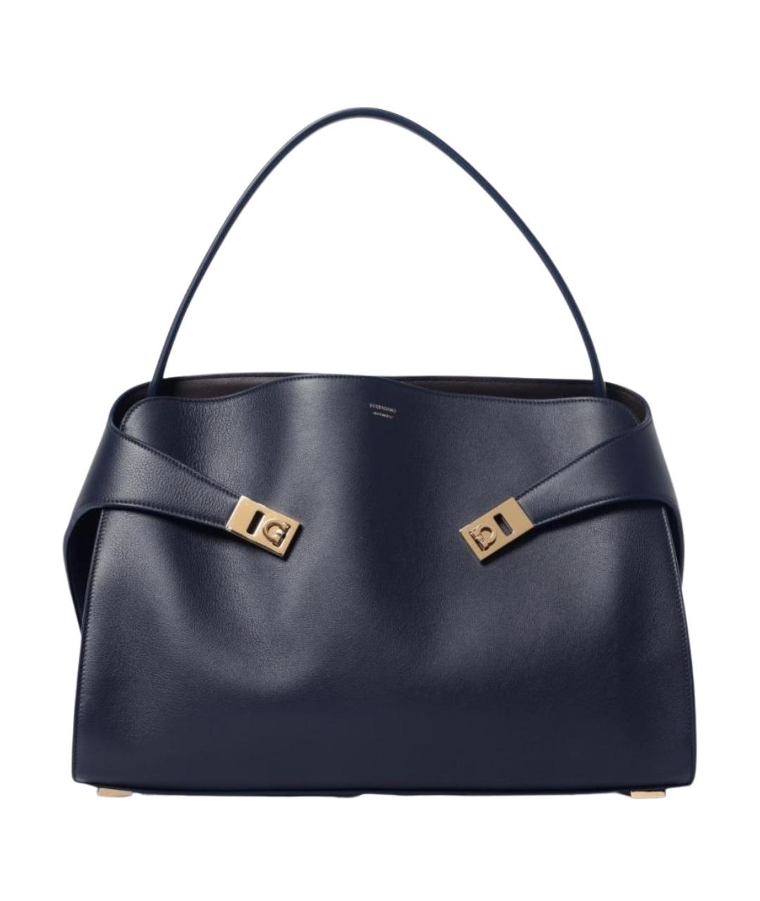 FERRAGAMO Синяя кожаная сумка тоут, фото 1