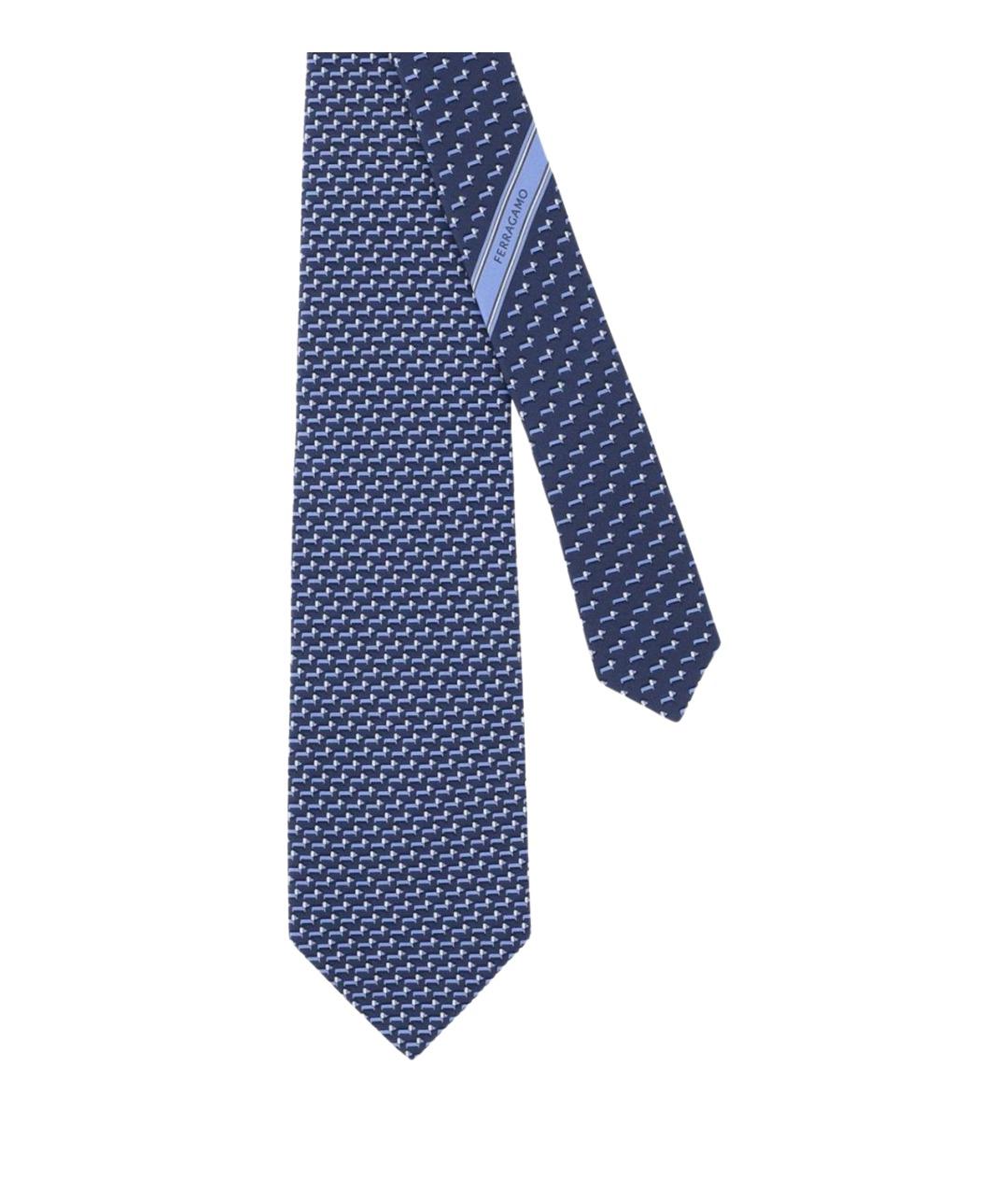 FERRAGAMO Синий шелковый галстук, фото 1