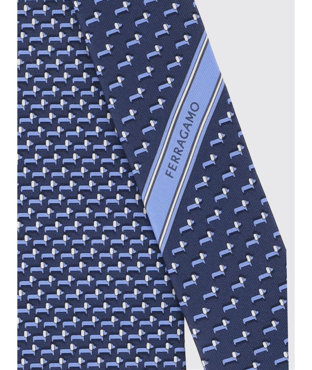 FERRAGAMO Синий шелковый галстук, фото 2