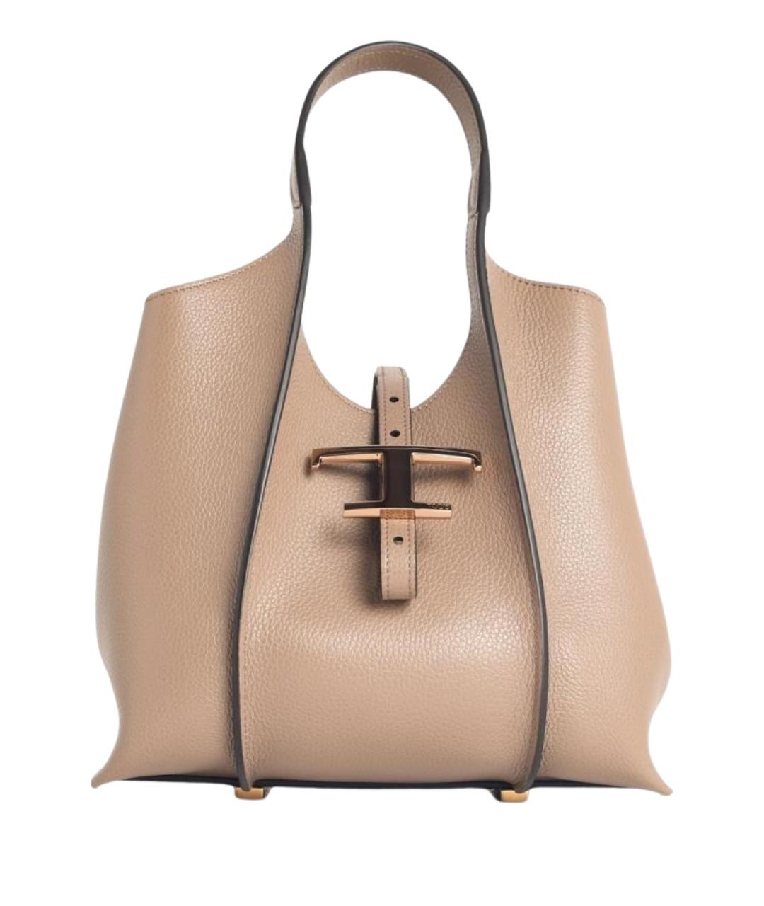 TOD'S Бежевая кожаная сумка тоут, фото 1