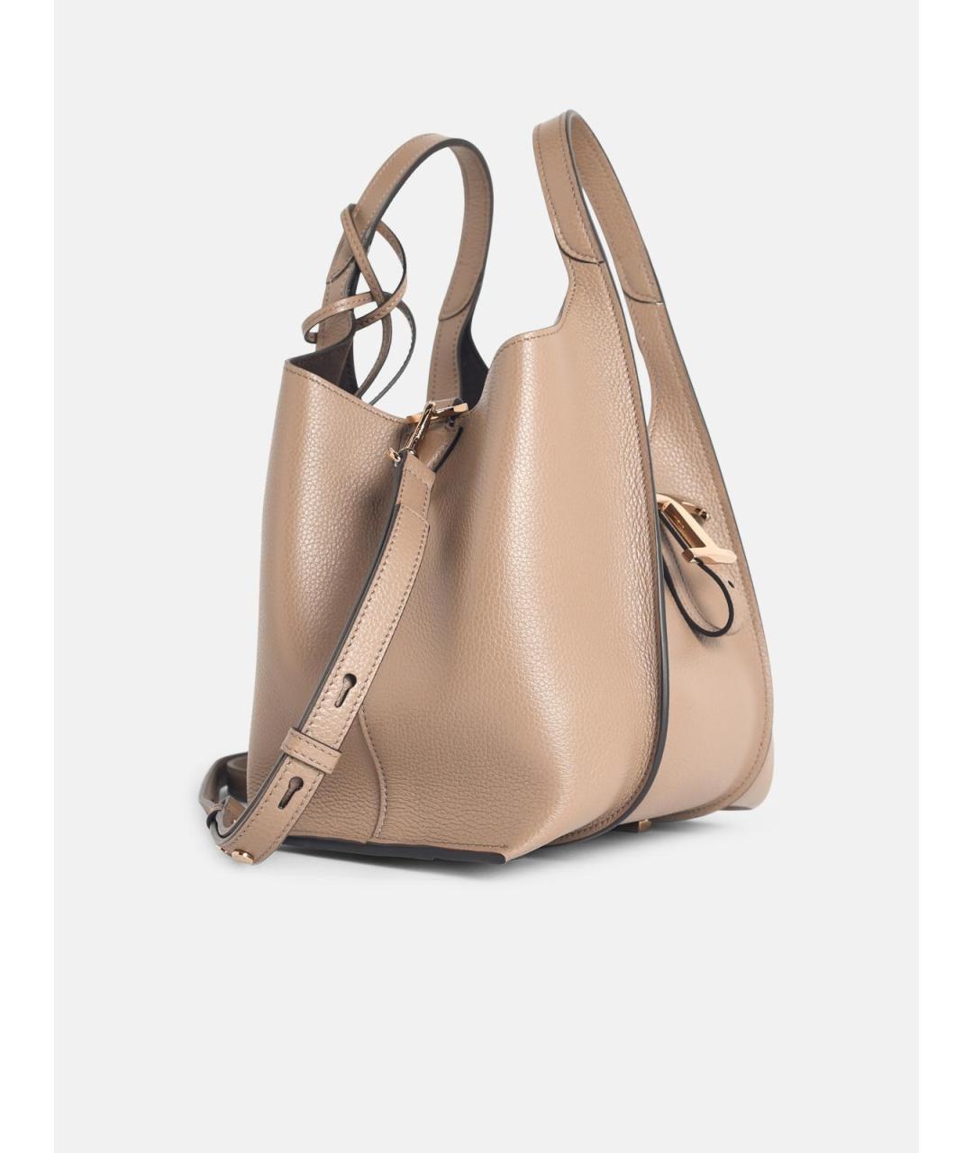 TOD'S Бежевая кожаная сумка тоут, фото 3