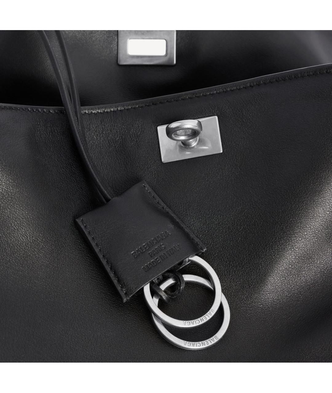 BALENCIAGA Черная кожаная сумка тоут, фото 6