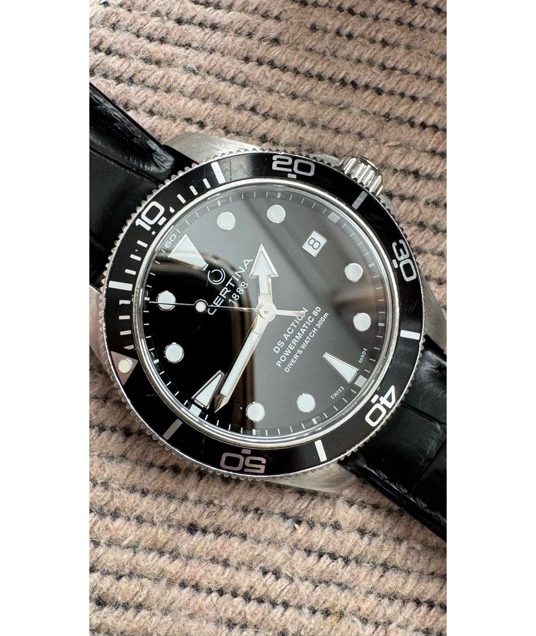 Certina Черные стальные часы, фото 8