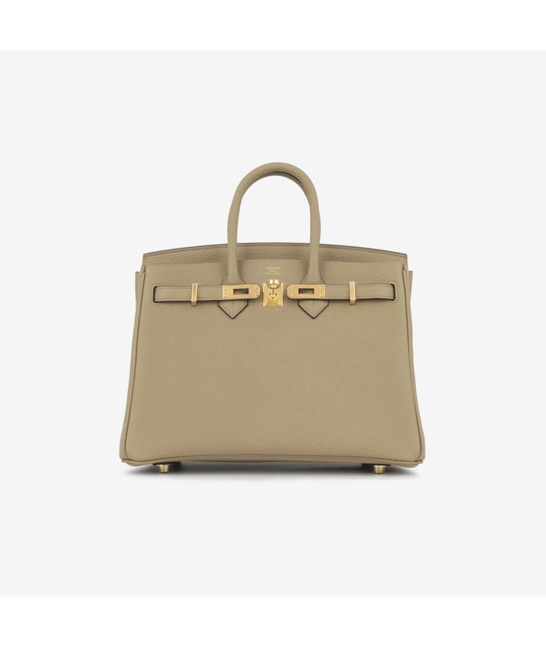 HERMES Бежевая кожаная сумка с короткими ручками, фото 8