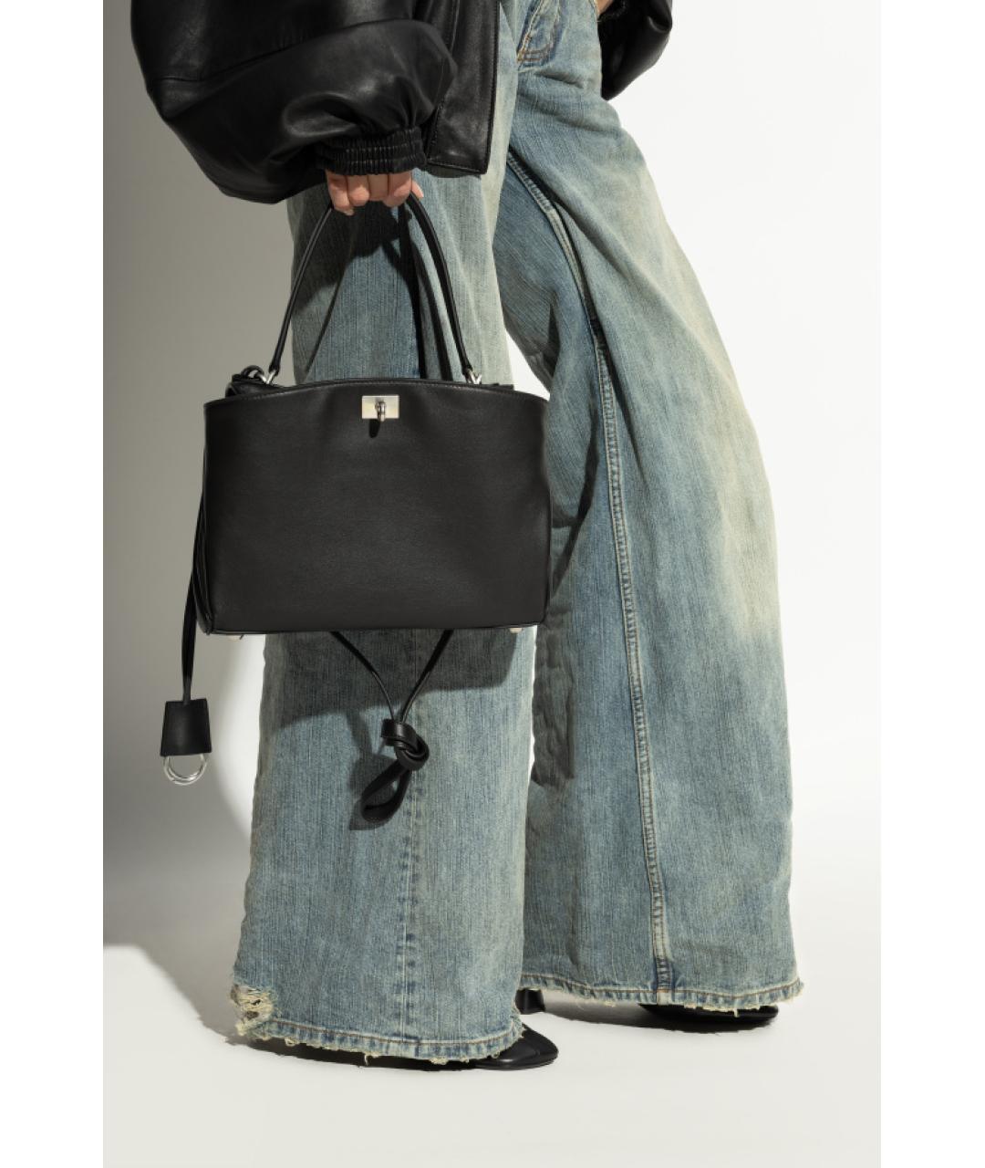 BALENCIAGA Черная кожаная сумка тоут, фото 2