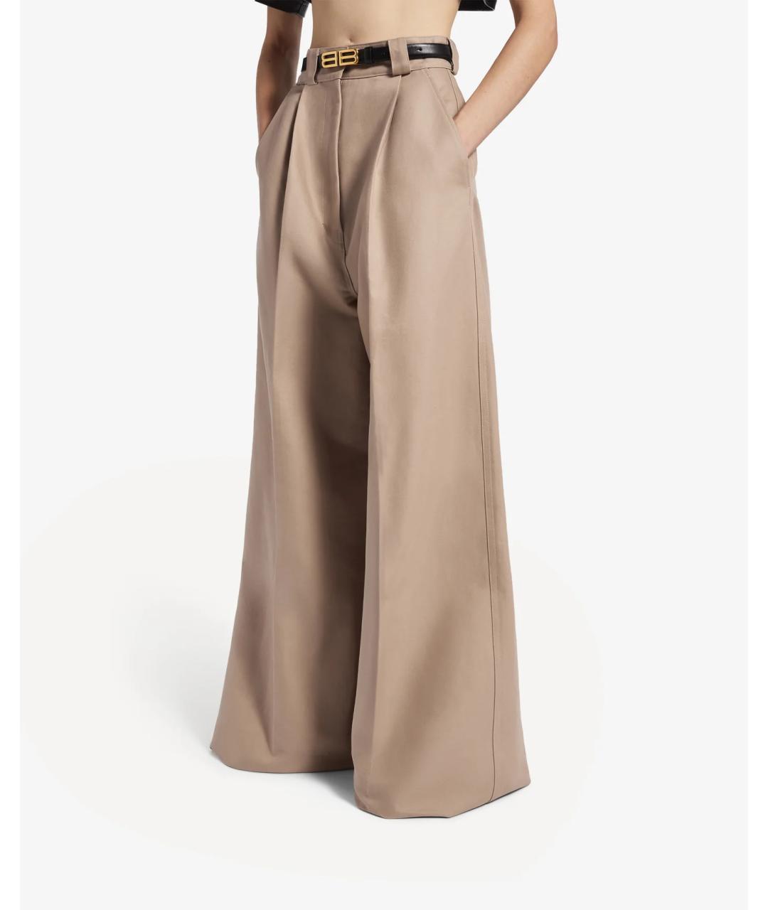 BALENCIAGA Бежевые хлопковые брюки широкие, фото 4