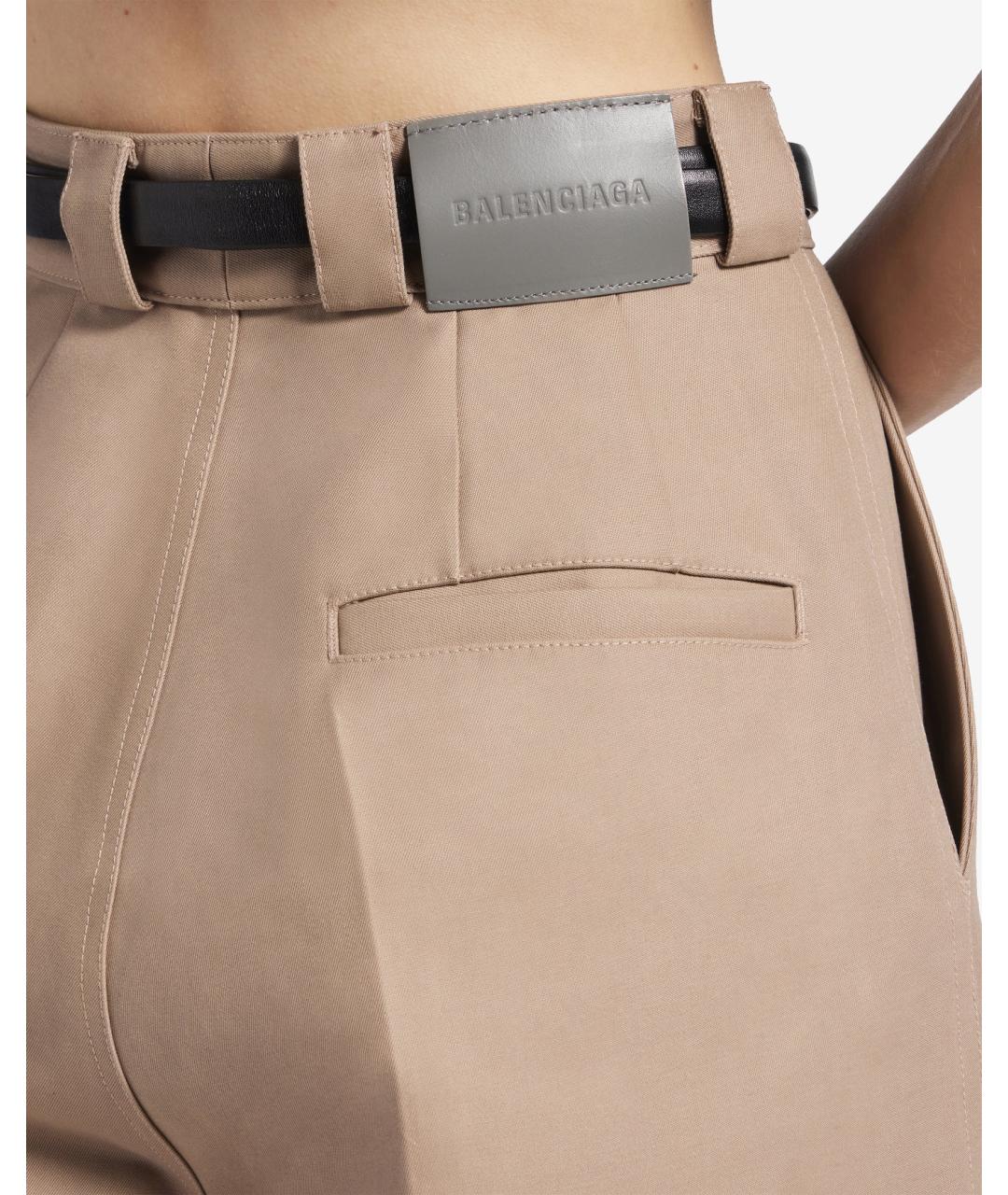 BALENCIAGA Бежевые хлопковые брюки широкие, фото 5