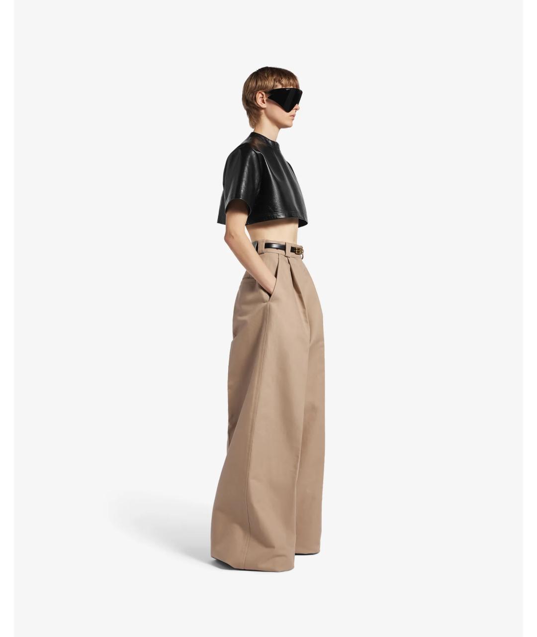 BALENCIAGA Бежевые хлопковые брюки широкие, фото 3