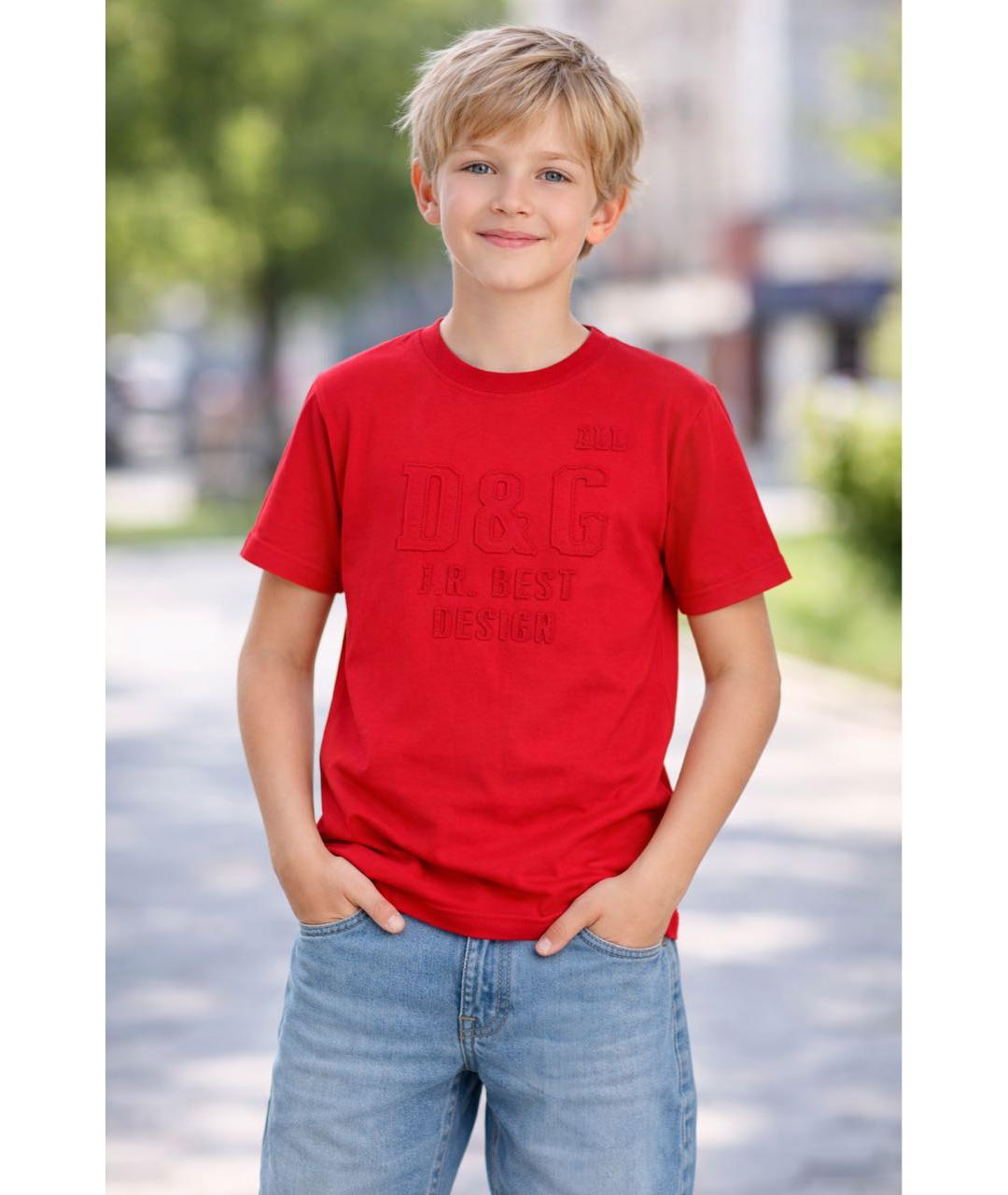 DOLCE & GABBANA KIDS Красная хлопковая детская футболка, фото 8