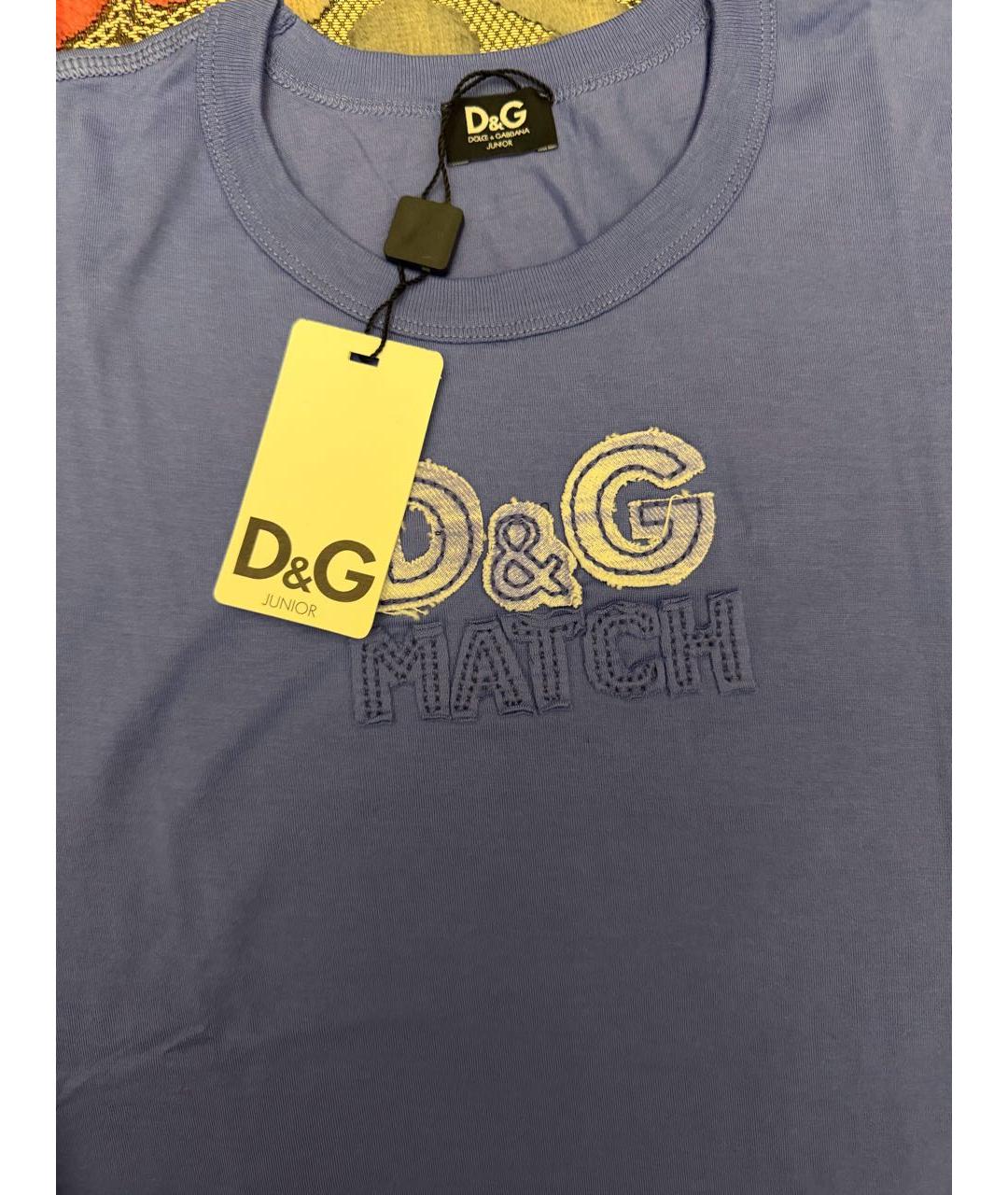 DOLCE & GABBANA KIDS Синяя хлопковая детская футболка, фото 3