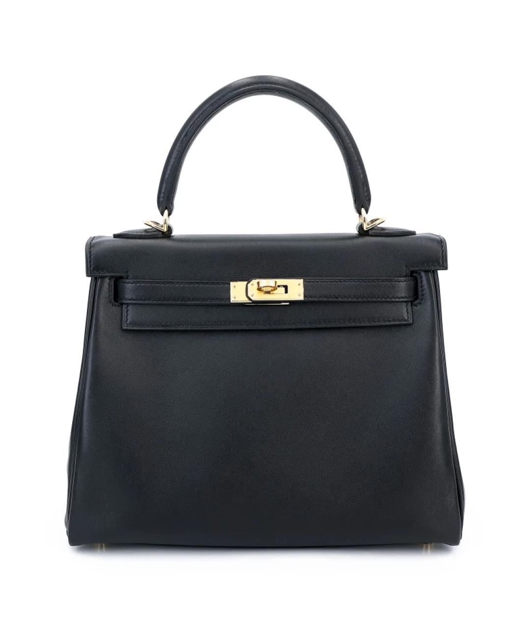 HERMES Черная кожаная сумка с короткими ручками, фото 4