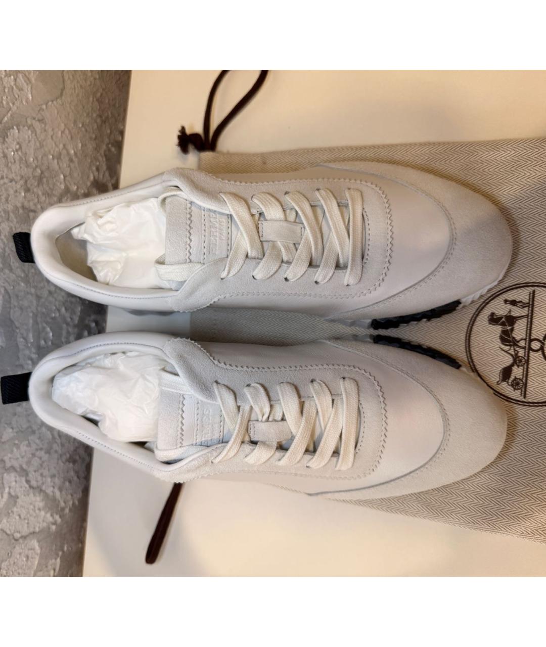 HERMES Белые кожаные кроссовки, фото 2