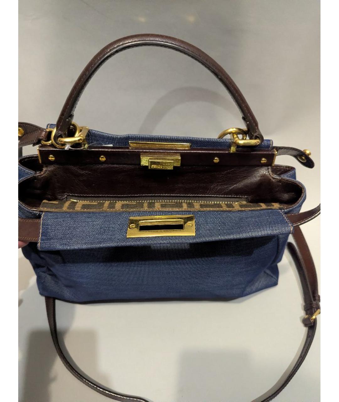 FENDI Синяя деним сумка с короткими ручками, фото 5