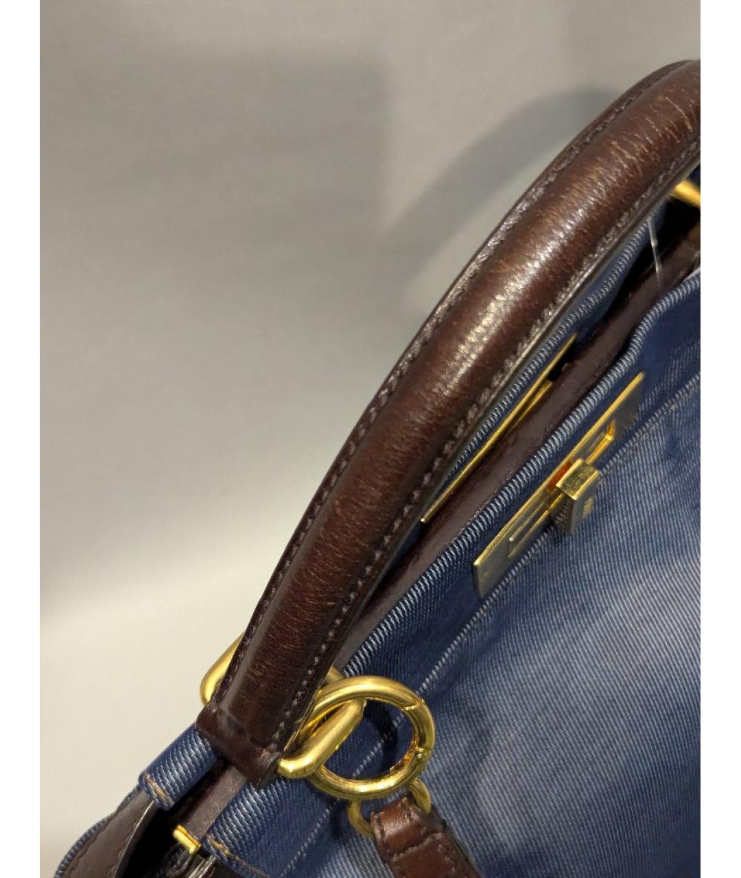 FENDI Синяя деним сумка с короткими ручками, фото 7