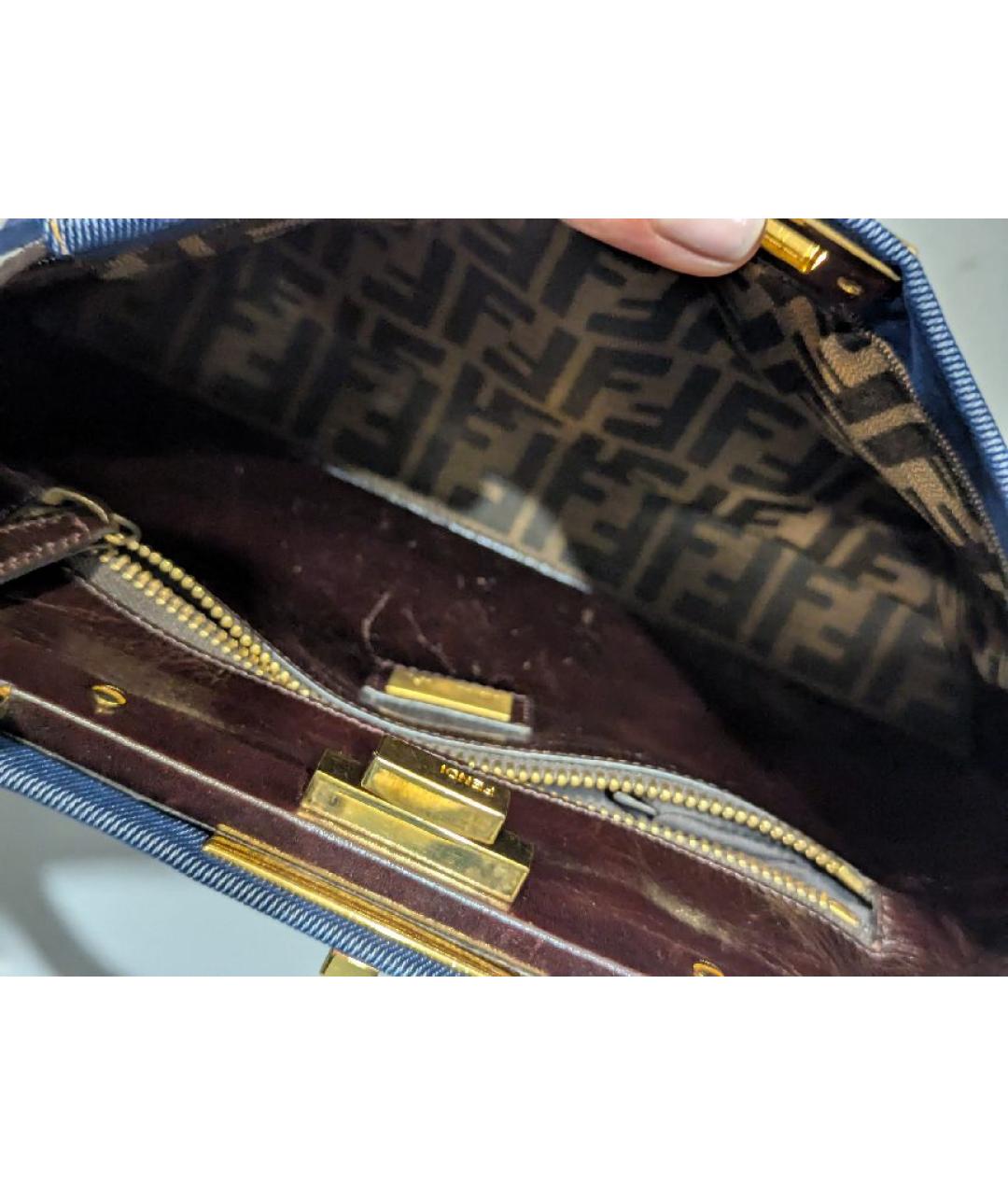 FENDI Синяя деним сумка с короткими ручками, фото 4