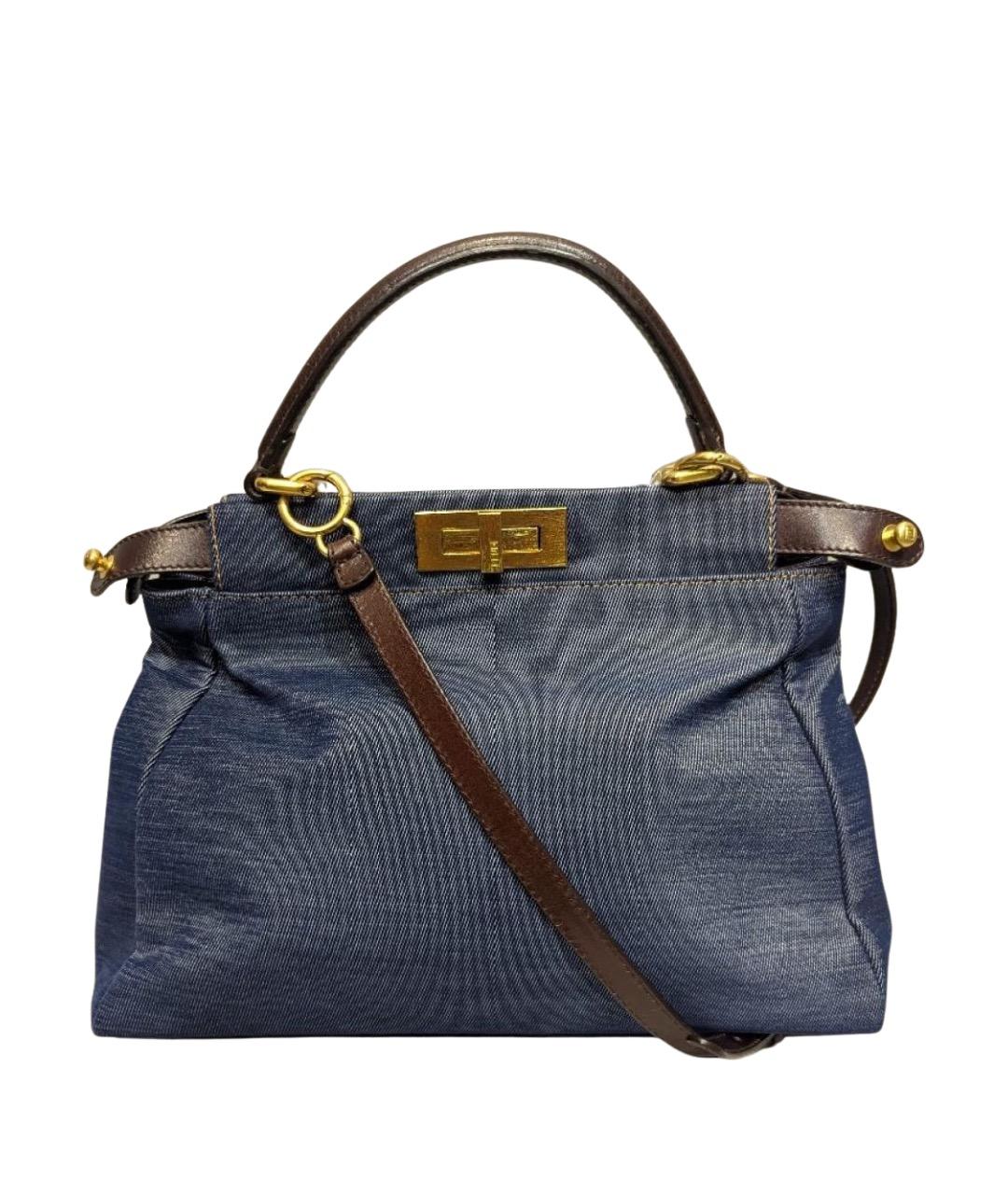 FENDI Синяя деним сумка с короткими ручками, фото 1