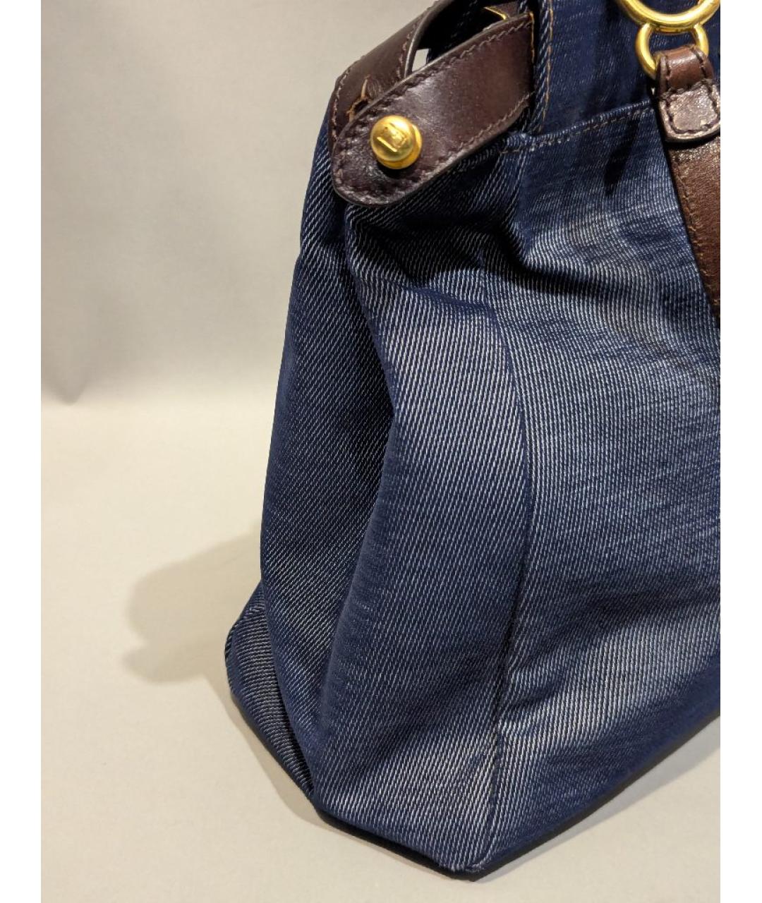 FENDI Синяя деним сумка с короткими ручками, фото 2