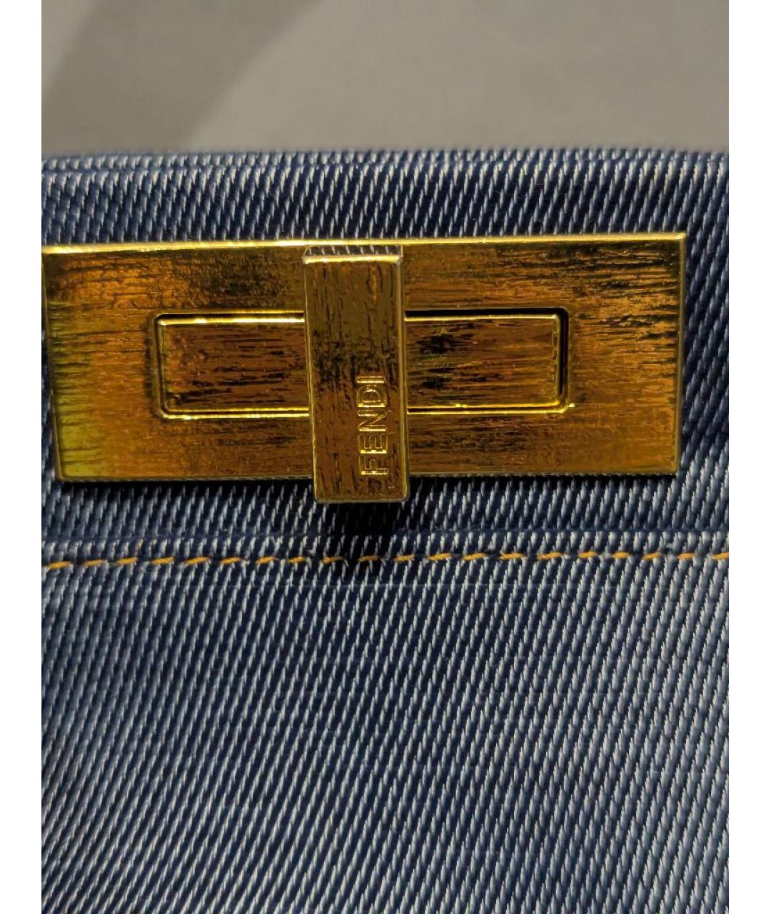 FENDI Синяя деним сумка с короткими ручками, фото 6