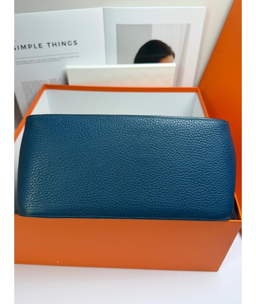 HERMES Синяя кожаная сумка через плечо, фото 6