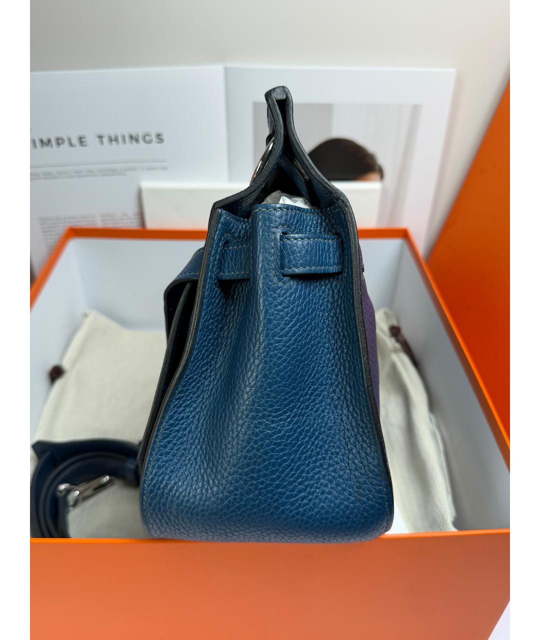 HERMES Синяя кожаная сумка через плечо, фото 4