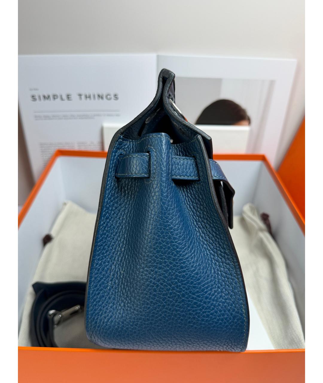 HERMES Синяя кожаная сумка через плечо, фото 5