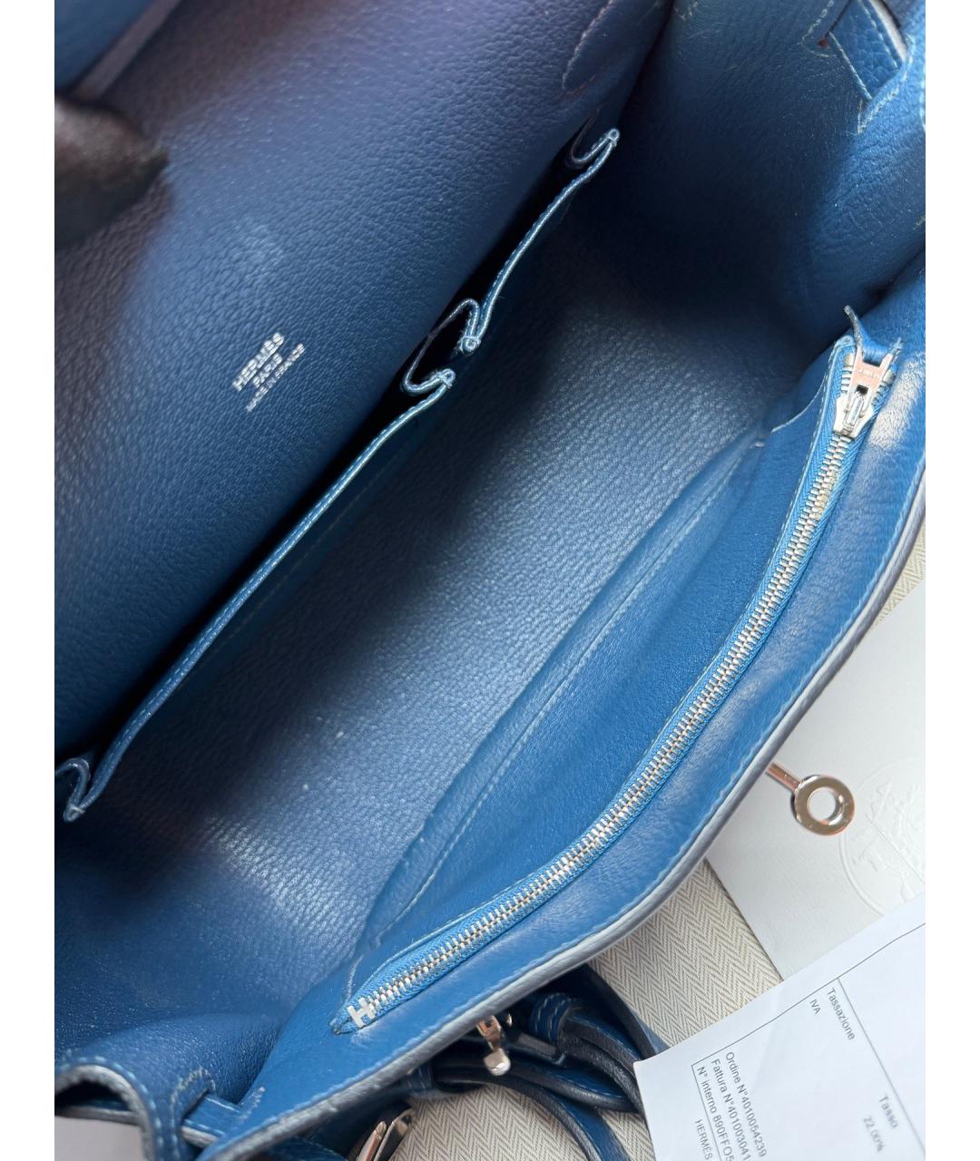 HERMES Синяя кожаная сумка через плечо, фото 8