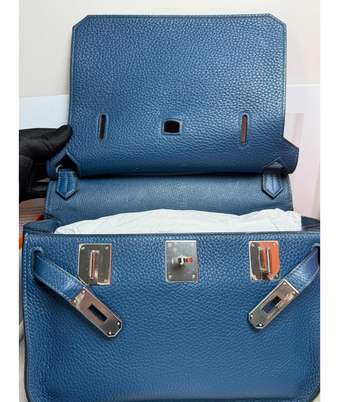 HERMES Синяя кожаная сумка через плечо, фото 7