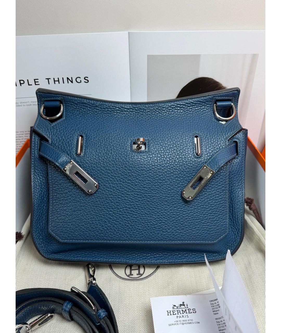HERMES Синяя кожаная сумка через плечо, фото 9