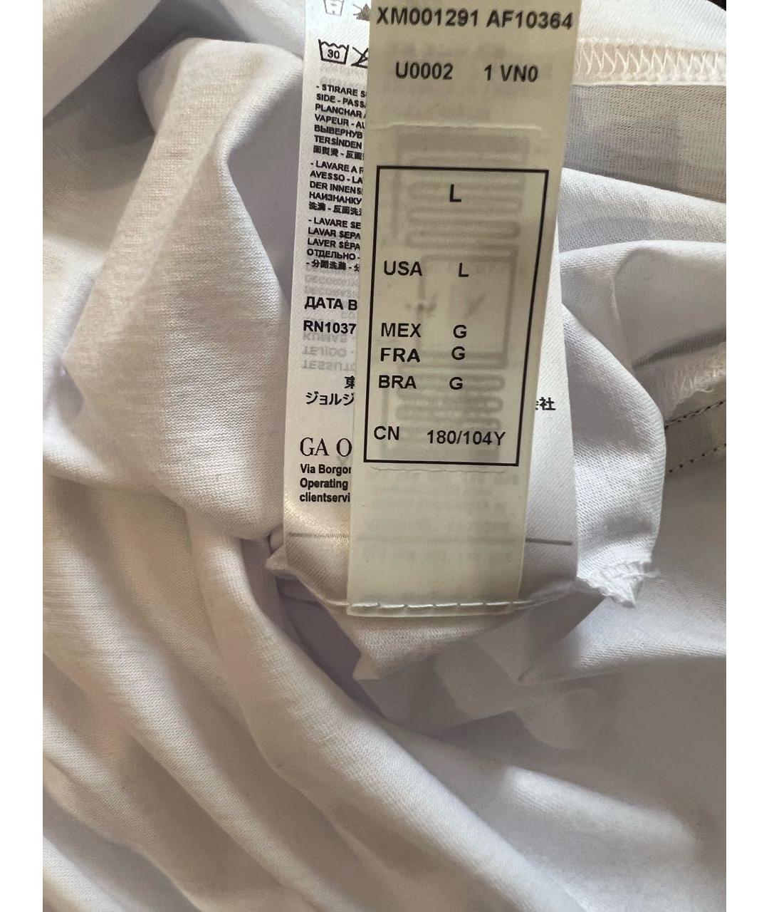 EMPORIO ARMANI Белое хлопко-эластановое поло с коротким рукавом, фото 7