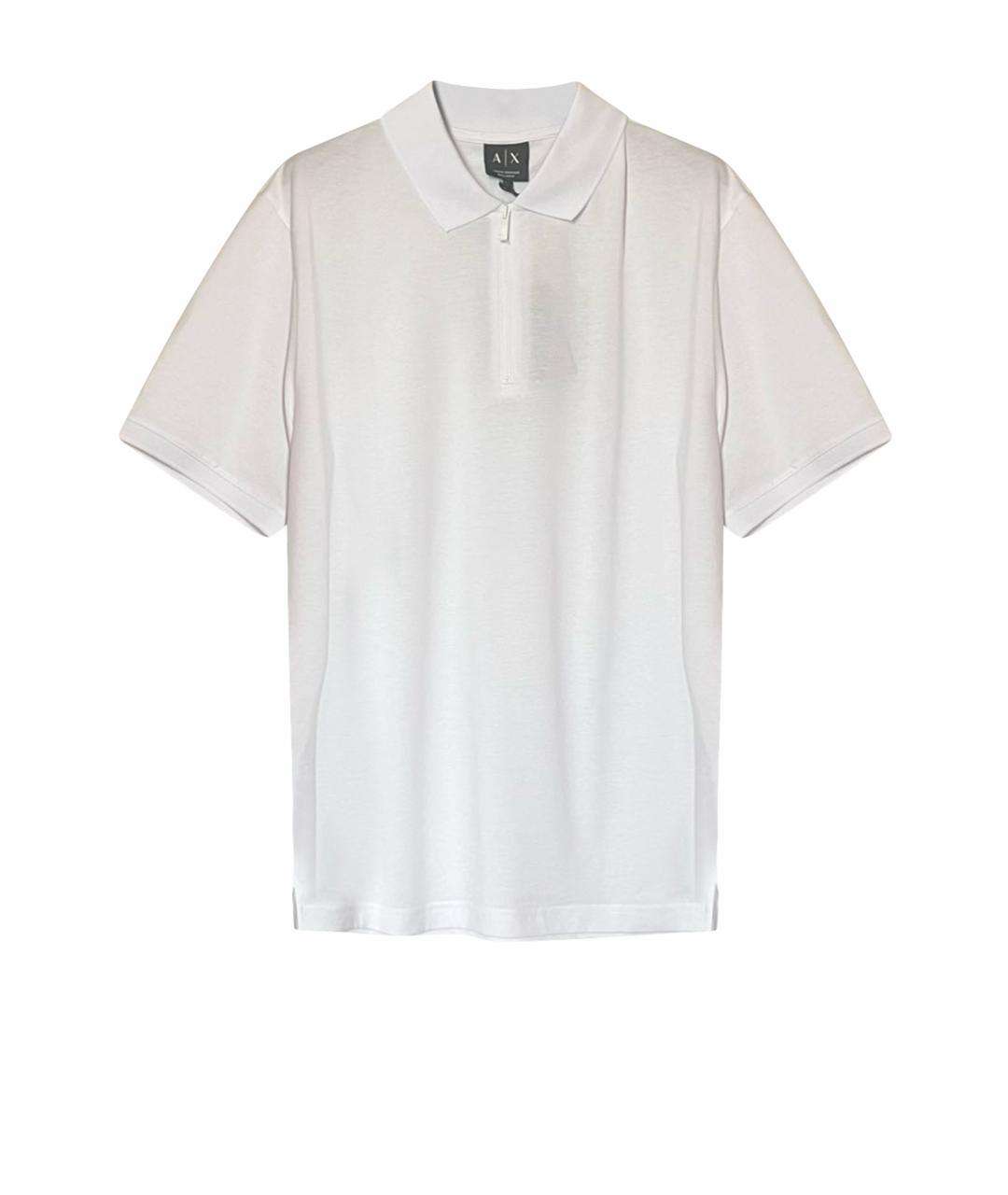 EMPORIO ARMANI Белое хлопко-эластановое поло с коротким рукавом, фото 1
