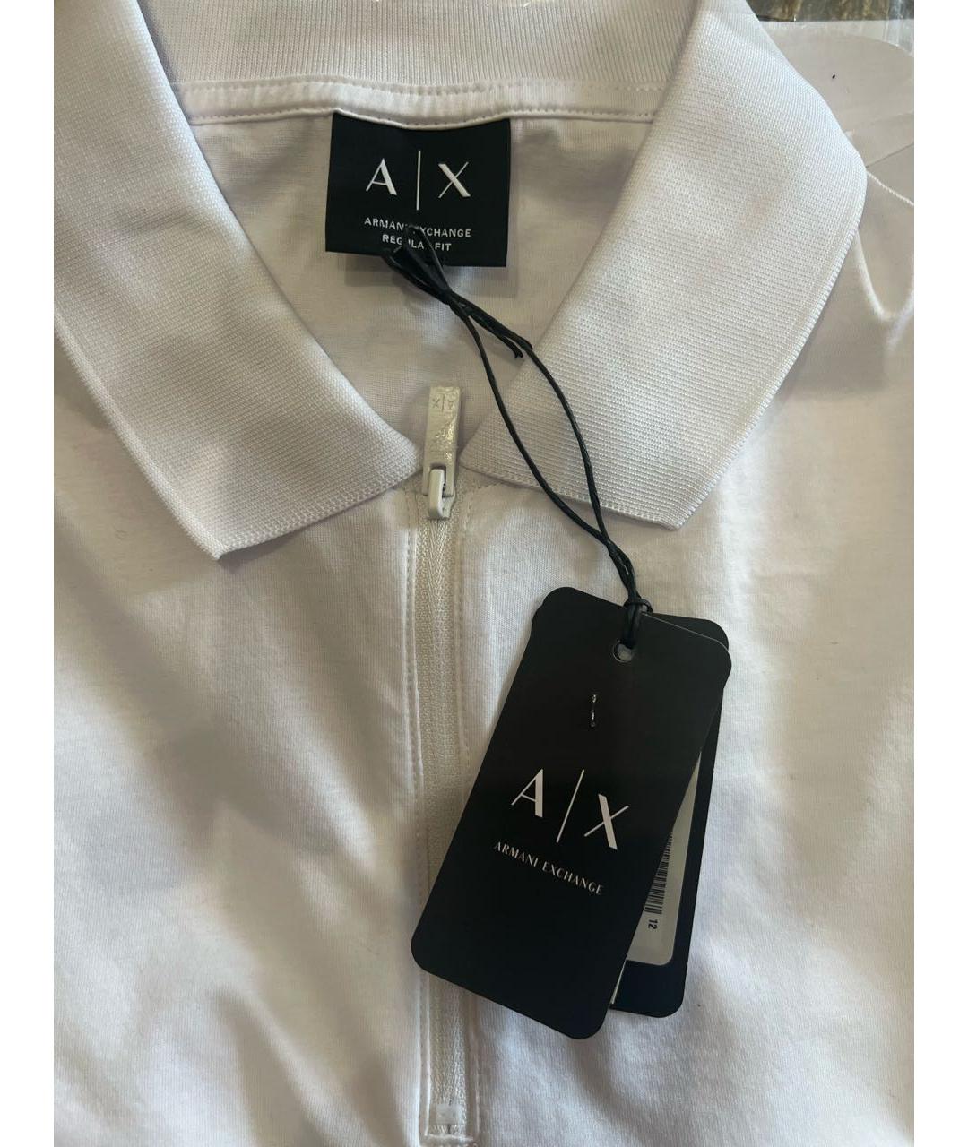 EMPORIO ARMANI Белое хлопко-эластановое поло с коротким рукавом, фото 4