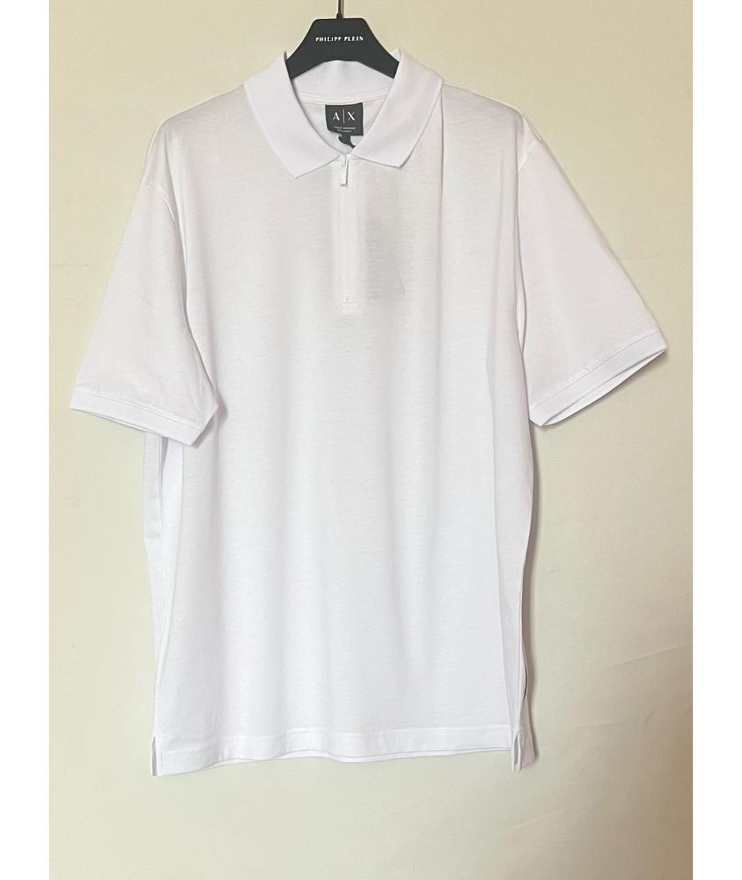 EMPORIO ARMANI Белое хлопко-эластановое поло с коротким рукавом, фото 8