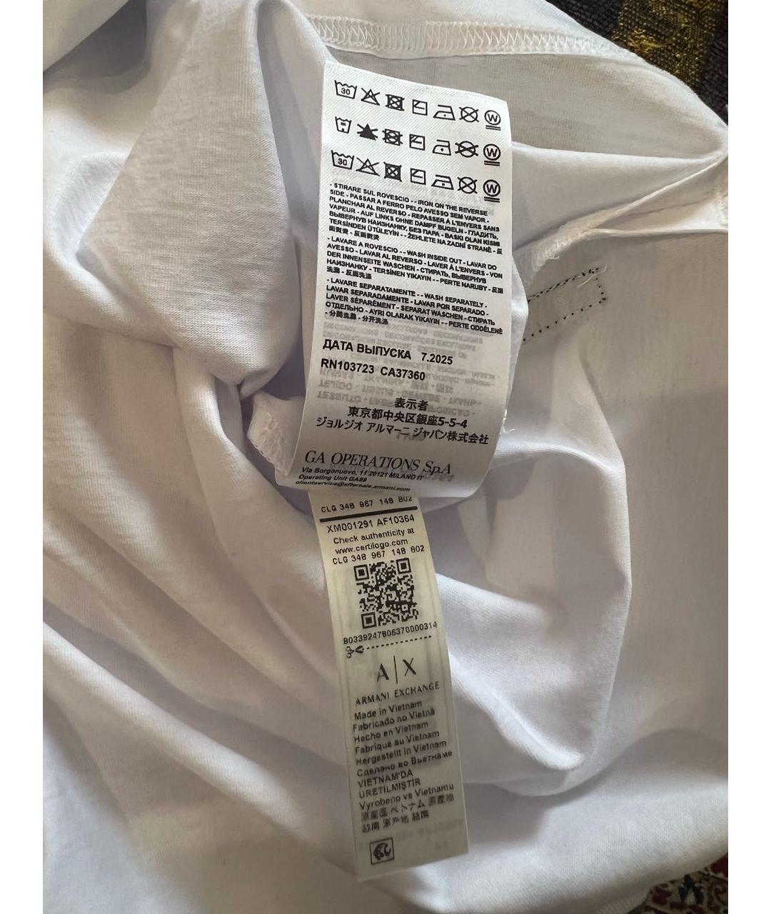 EMPORIO ARMANI Белое хлопко-эластановое поло с коротким рукавом, фото 6