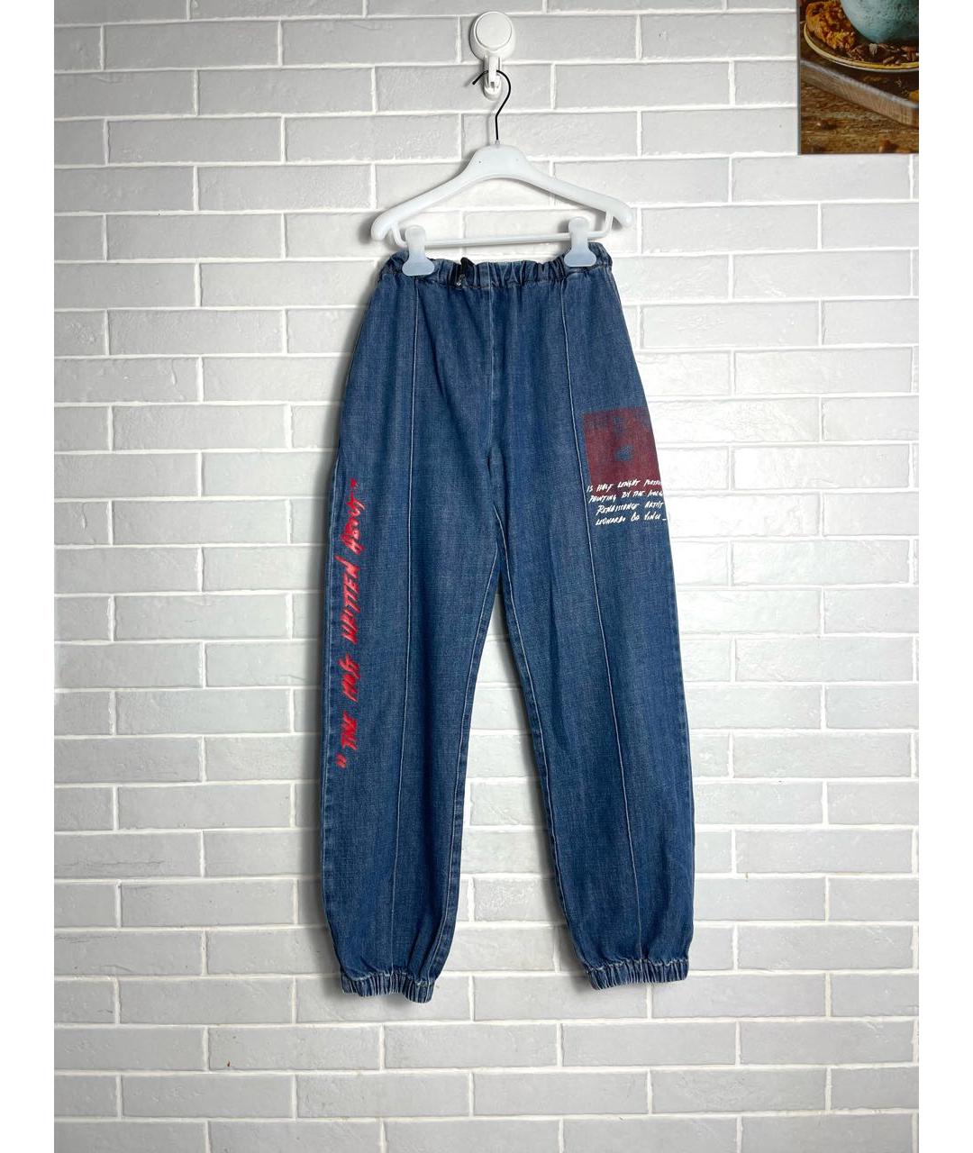 OFF-WHITE Темно-синие хлопковые джинсы, фото 9