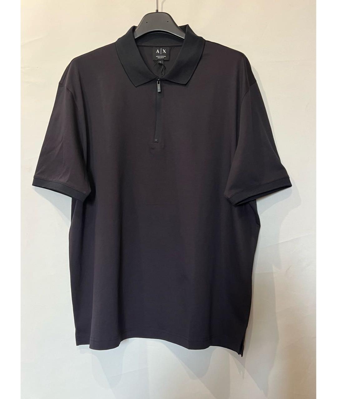 EMPORIO ARMANI Черное хлопковое поло с коротким рукавом, фото 8