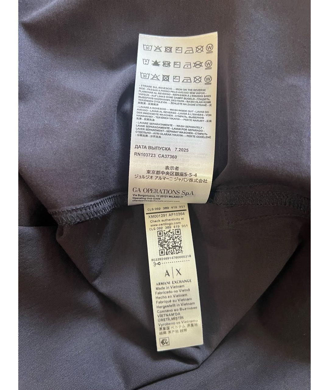 EMPORIO ARMANI Черное хлопковое поло с коротким рукавом, фото 6