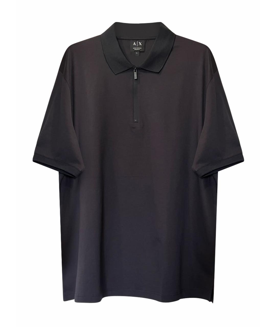 EMPORIO ARMANI Черное хлопковое поло с коротким рукавом, фото 1