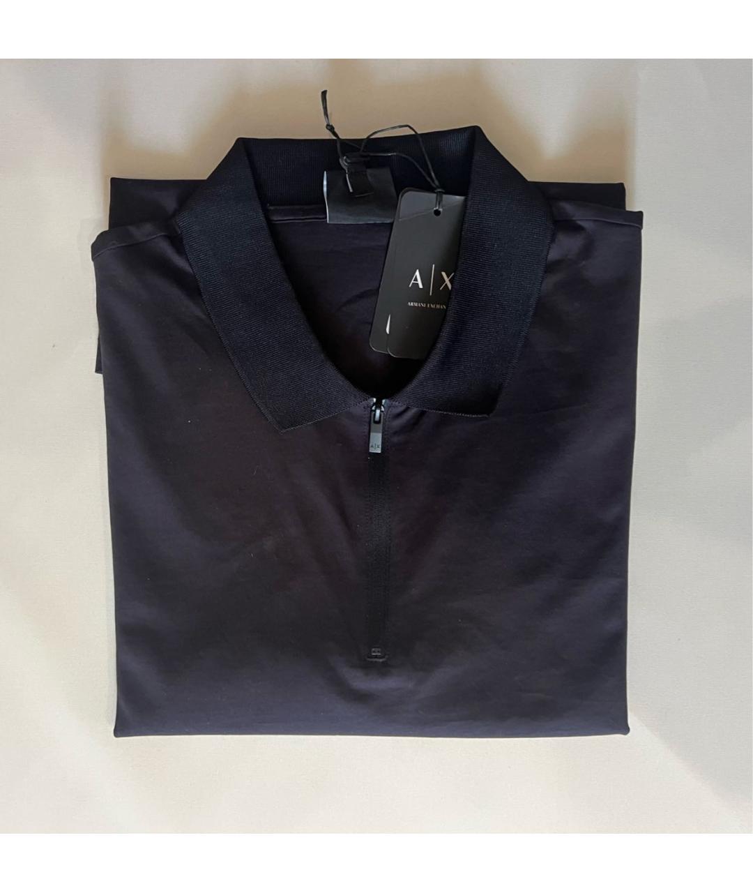 EMPORIO ARMANI Черное хлопковое поло с коротким рукавом, фото 4